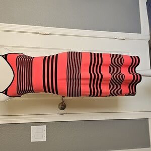 Orange and blacked striped dress